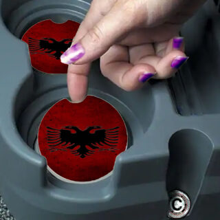 Albanian Flag Modern - Car Coasters