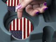 American Flag Pop Art Skulls - Car Coasters
