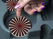 Black Red Spiral Spin - Car Coasters