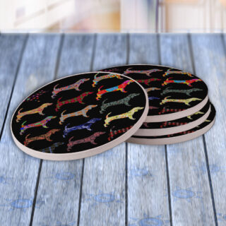 Bloodhound Dog Pattern - Drink Coaster Gift Set