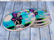 Boston Terrier Mad Hatter in Wonderland - Drink Coaster Gift Set