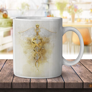 Caduceus Art Watercolor - Coffee Mug