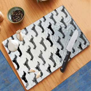 Dachshund Dots Black and White - Cutting Board