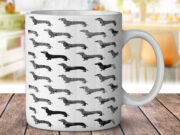 Dachshund Dots Black and White - Coffee Mug