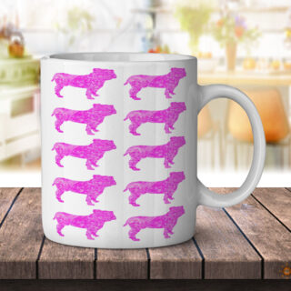 English Bulldog Pink Pattern - Coffee Mug