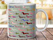 Floral Daschund Dog - Coffee Mug