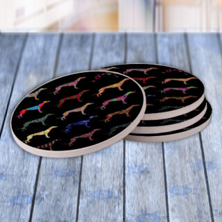 Greyhound Dog Pattern - Drink Coaster Gift Set