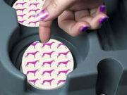 Greyhound Pink - Car Coasters