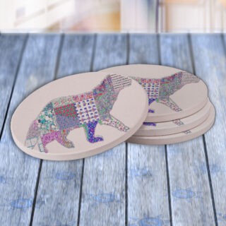 Honey Badger Watercolor Pattern - Drink Coaster Gift Set