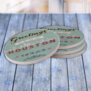 Houston Skyline Greetings - Drink Coaster Gift Set