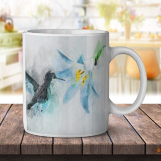 Hummingbird Lilly Watercolor - Coffee Mug