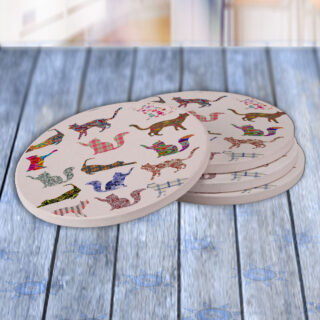 Kitty Cat Pattern - Drink Coaster Gift Set