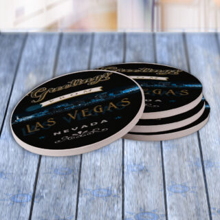 Las Vegas Night Greetings - Drink Coaster Gift Set