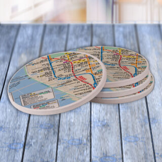 Lower Manhattan Subway Map - Drink Coaster Gift Set