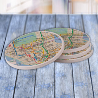 Manhattan New York Map - Drink Coaster Gift Set
