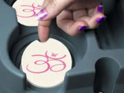 Om Pink Butterfly - Car Coasters