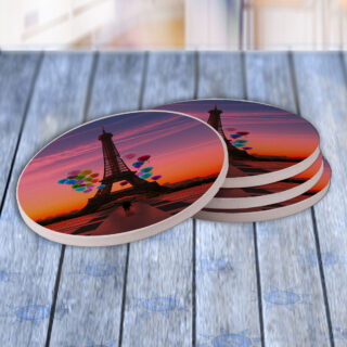 Paris Eiffel Tower Balloons - Drink Coaster Gift Set