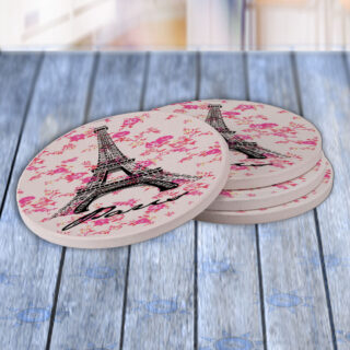 Paris Eiffel Tower Flowers - Drink Coaster Gift Set