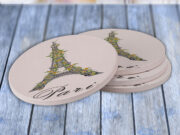 Paris France Eiffel Tower Sunflowers - Drink Coaster Gift Set