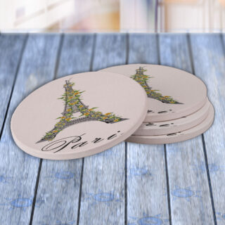 Paris France Eiffel Tower Sunflowers - Drink Coaster Gift Set