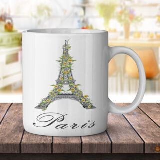 Paris France Eiffel Tower Sunflowers - Coffee Mug