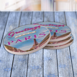 Paris France Pink Greetings - Drink Coaster Gift Set