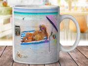 Poodle Beach Summer Party Sea Shells - Coffee Mug