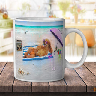 Poodle Beach Summer Party Sea Shells - Coffee Mug