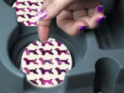 Poodle Dog Painting - Car Coasters