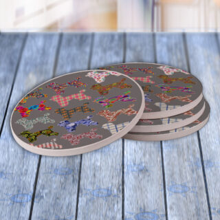 Poodle Dog Pattern - Drink Coaster Gift Set