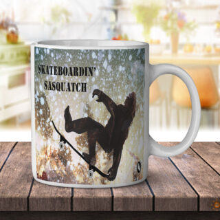Skateboard-Bigfoot-Sasquatch-White-Mug