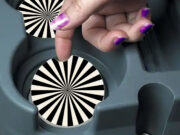 Spiral Black Spiral - Car Coasters