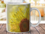 Sunflower Watercolor Splatter Grunge - Coffee Mug