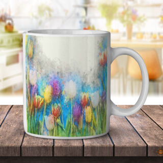 Tulip Flower Garden Watercolor Art - Coffee Mug