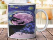 Van Gogh Starry Wolf Full Moon Night - Coffee Mug