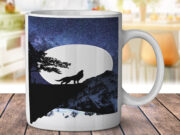 Wolf Full Moon Stars - Coffee Mug