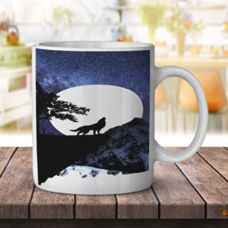 Wolf Full Moon Stars - Coffee Mug